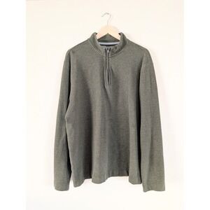 Van Heusen Men's Quarter Zip Long‎ Sleeve Pullover Sweater Olive Green XL Preppy